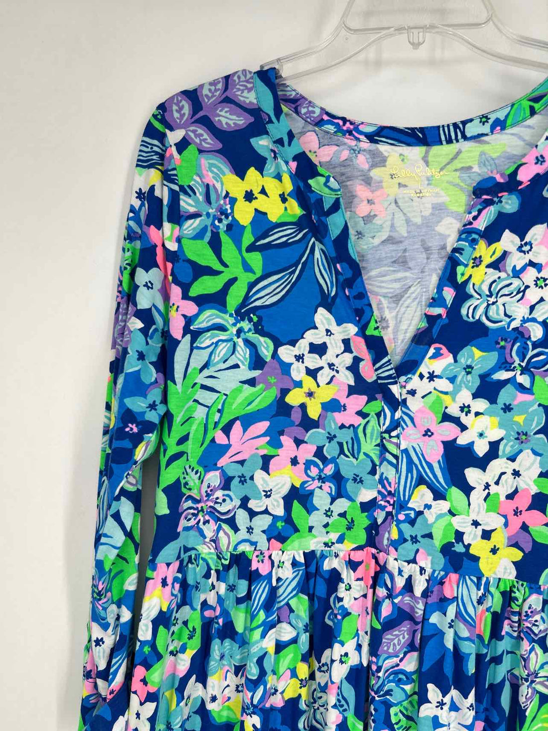 Lilly Pulitzer L Dark Blue Floral Long Sleeve Lilly Pulitzer Dress