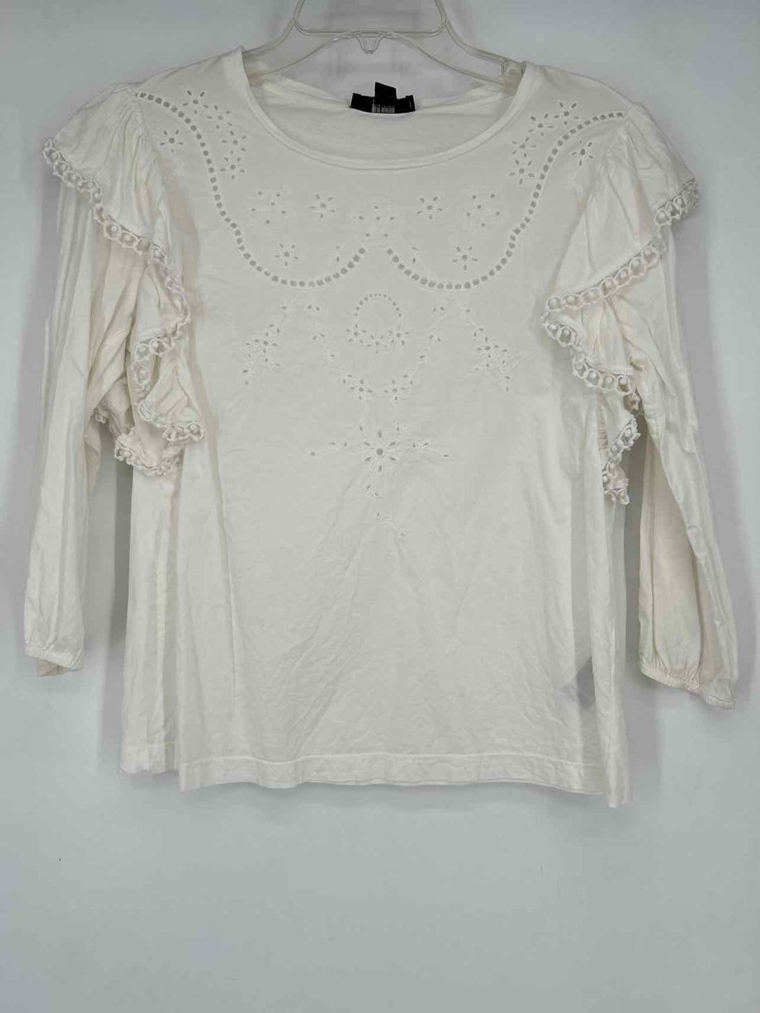 J Crew Size XS White Eyelet Long Sleeve