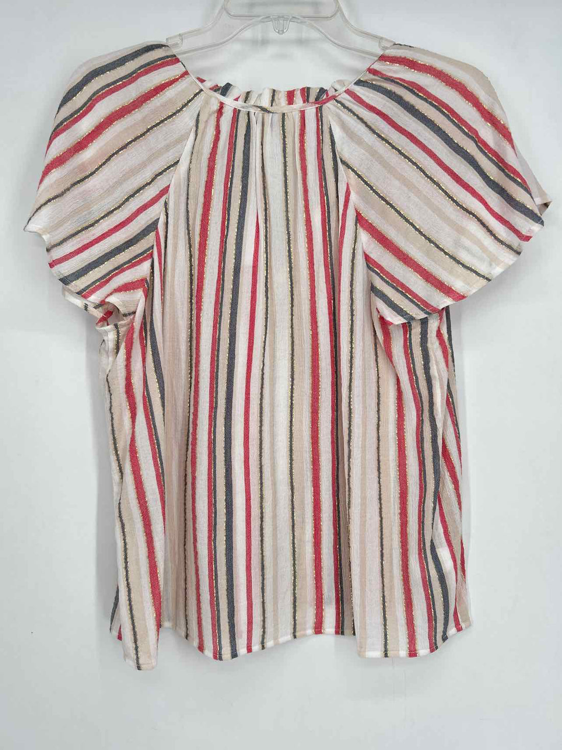 Loft Size M White Multi Color Striped NWT Short Sleeve