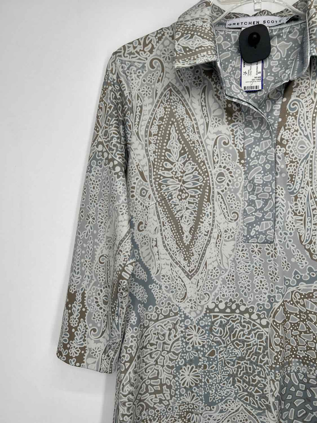 Gretchen Scott Size S Gray Print Long Sleeve Dress