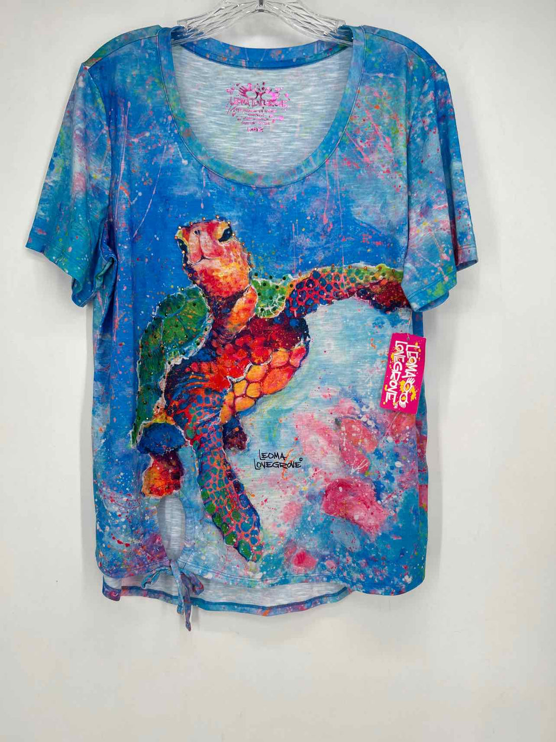 Leoma Lovegrove Size L Blue Print NWT Short Sleeve