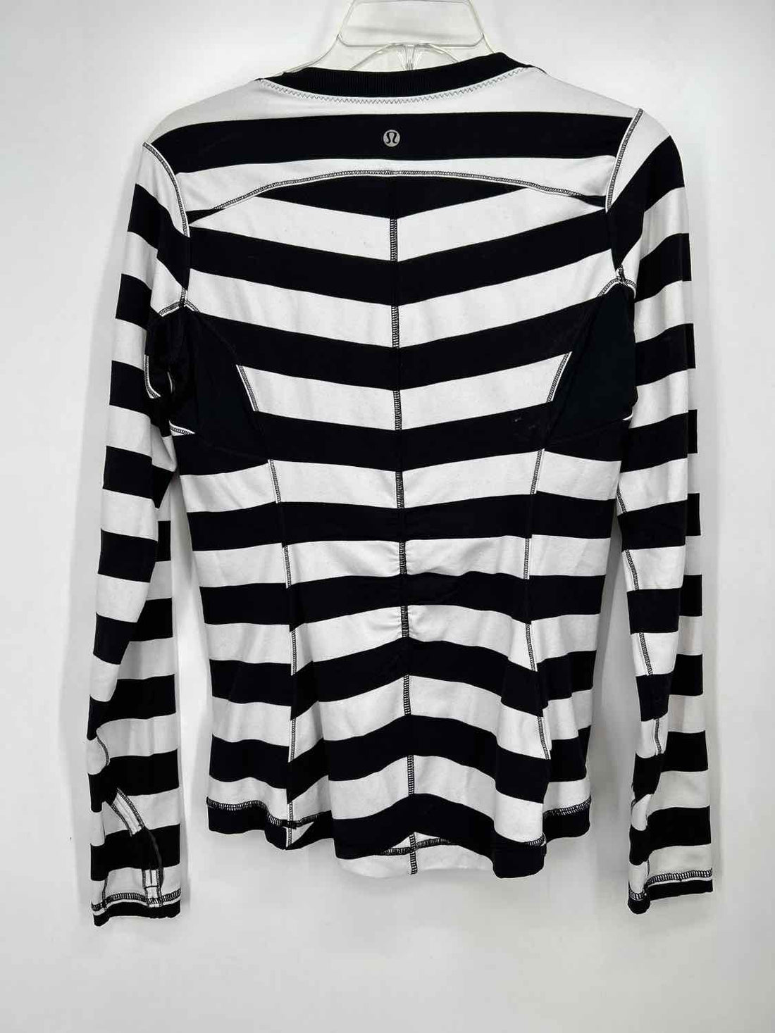 Lululemon Size S White & Black Striped Long Sleeve Active Tops