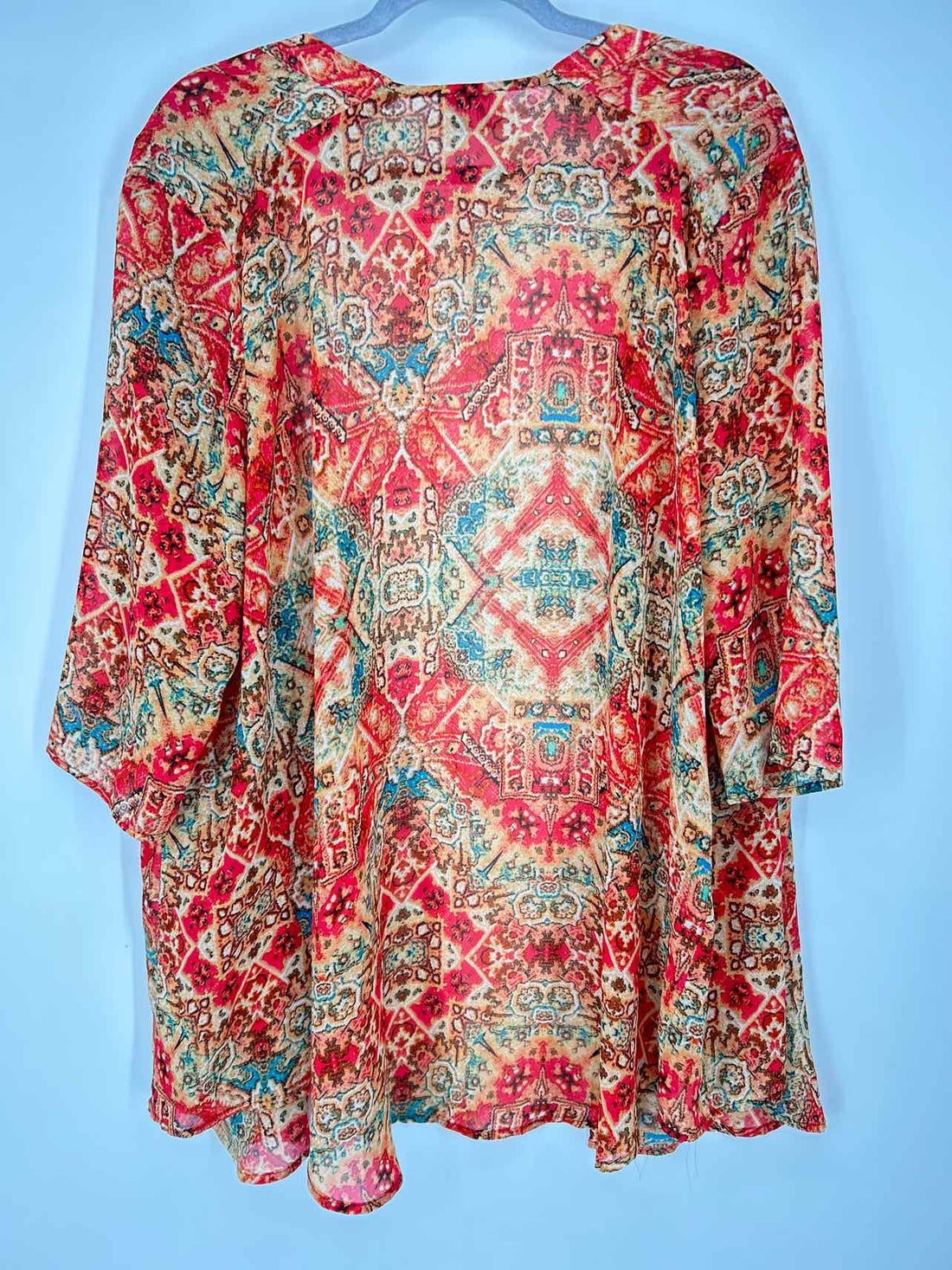 Show Me Your Mumu Size M Orange & Red Print Kimono