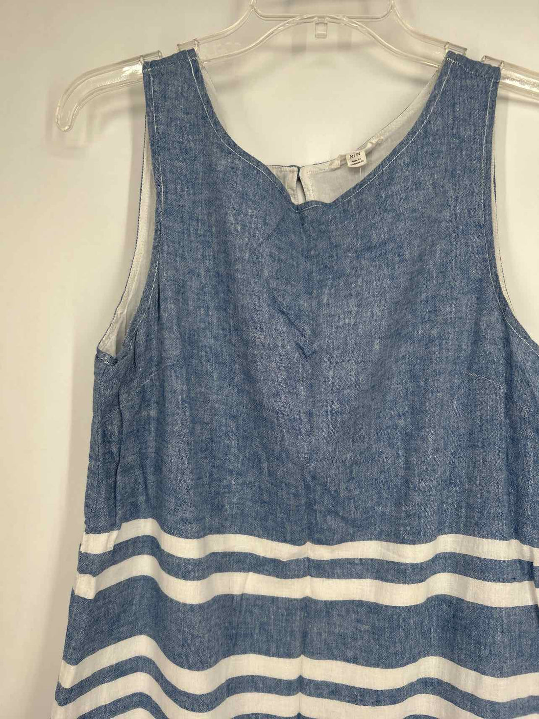 Beach Lunch Lounge Size M Blue & White Striped Sleeveless Dress