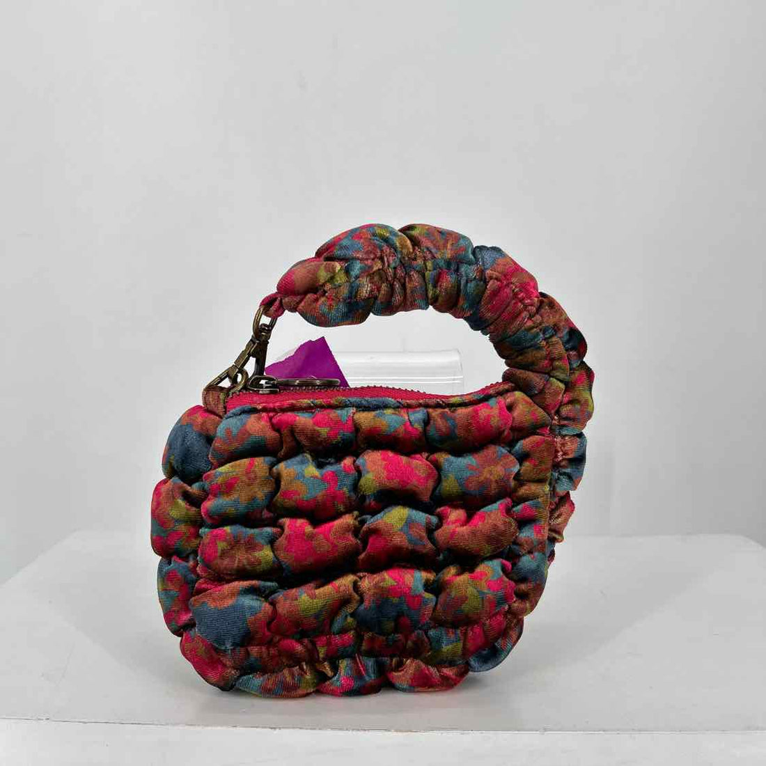 Natural Life Pink & teal Velvet Clutch