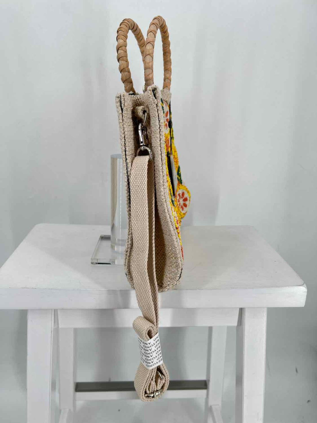 America & Beyond Beaded Citrus Tan NWT Satchel