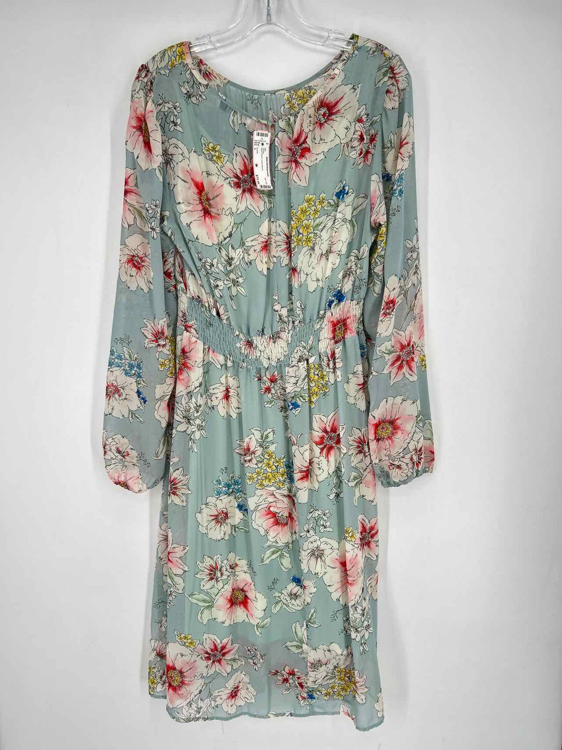 Louna Size L Aqua Floral Long Sleeve Dress