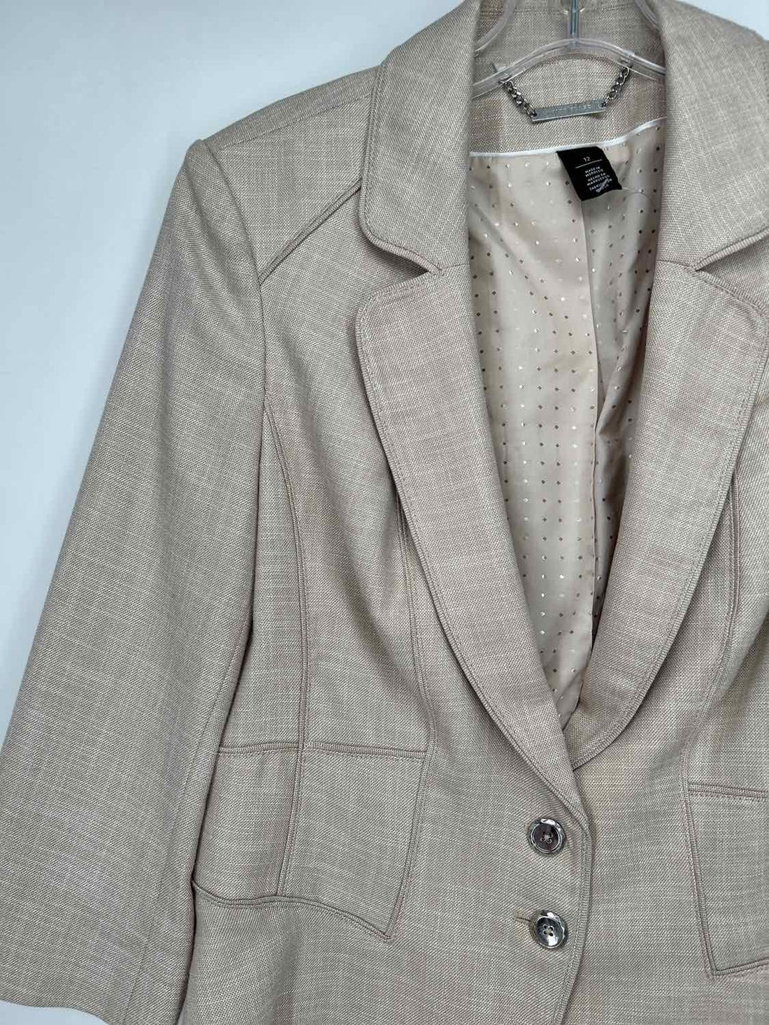 White House Black Market Size 12 Beige & White Blazer