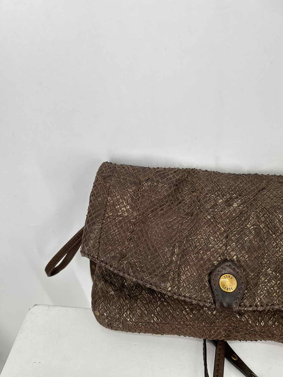 Frye Brown Genuine Leather Pre Owned Crossbody