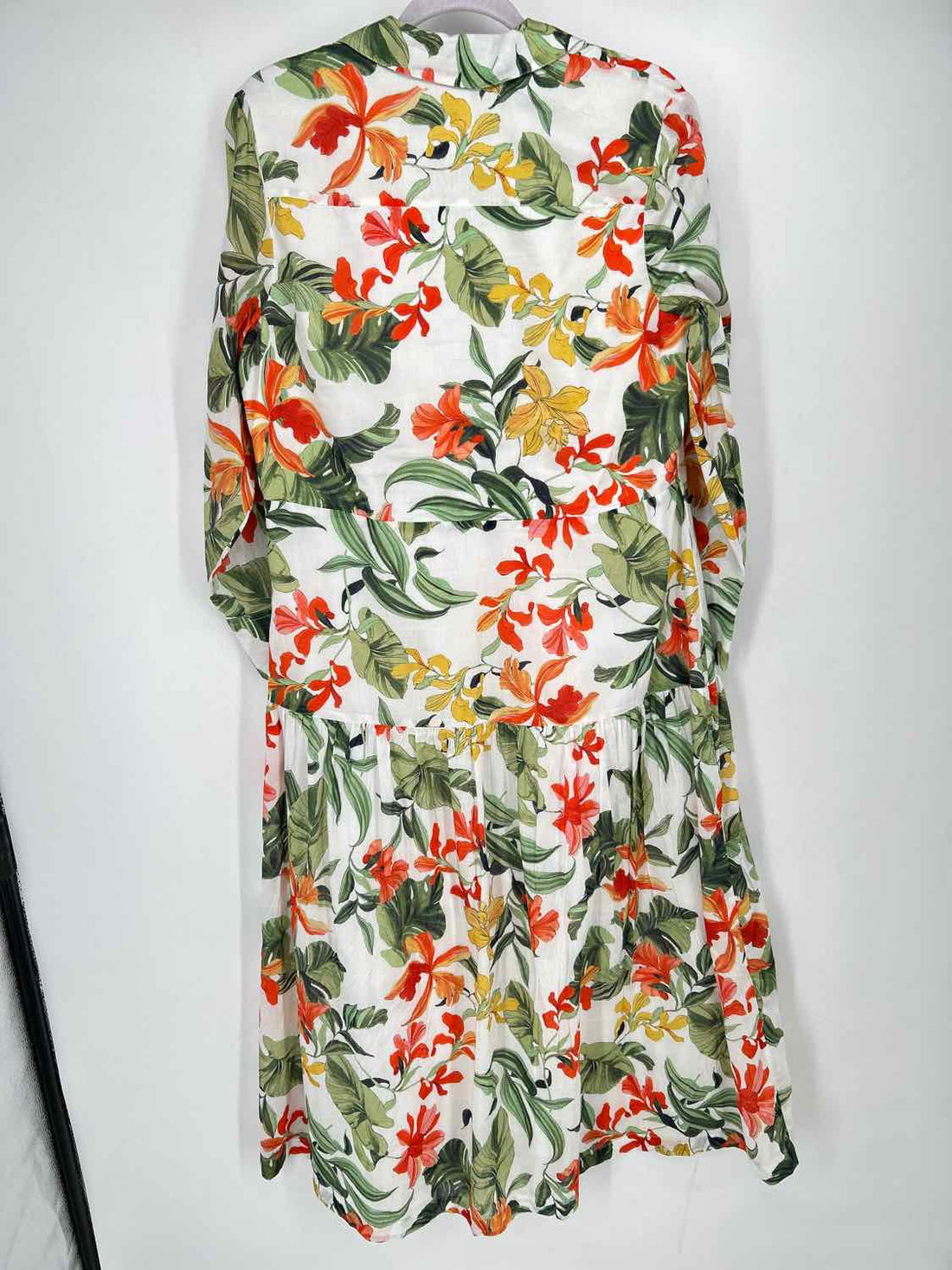 Chicos Size .5(M) White Floral Long Sleeve Dress