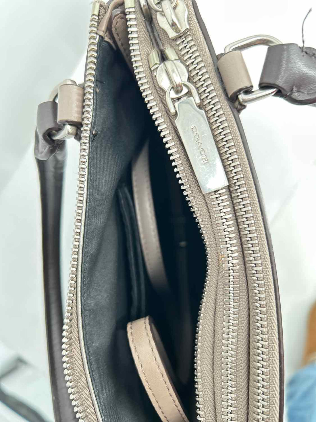 Coach Mini Borough Bag in Oxblood & taupe Leather Clutch