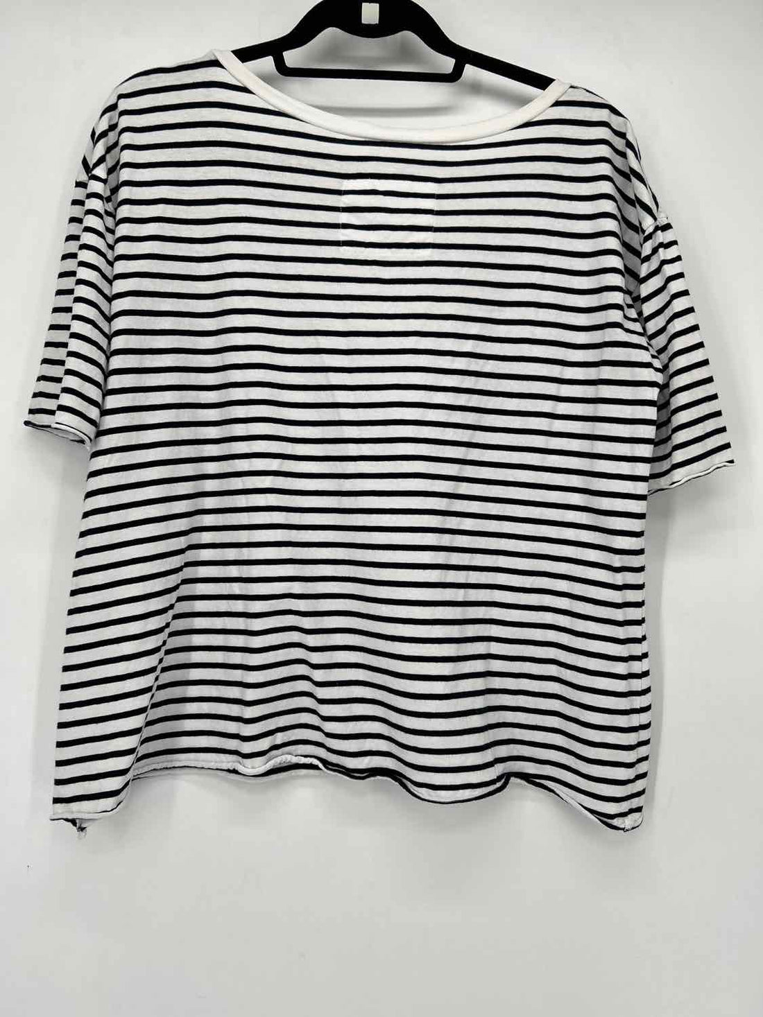 Frank & Eileen Size S White & Navy Striped Short Sleeve