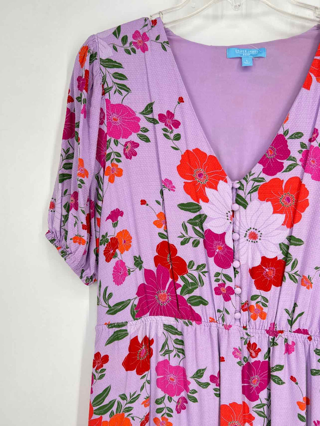 Draper James RSVP Size L Purple Floral Short Sleeve Maxi