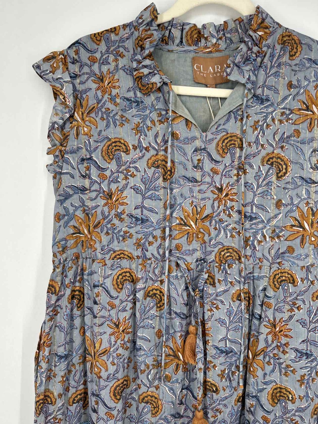 Clara The Label L Blue & Tan Floral New Boutique Dress