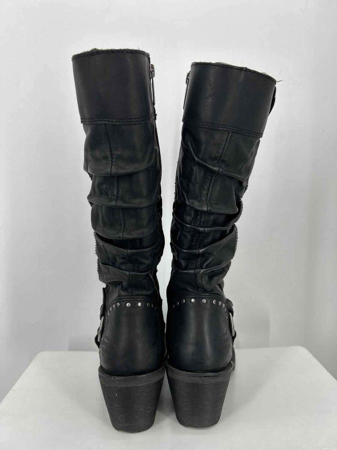 Harley Davidson Women Size 9 Black Genuine Leather Knee-High Boot