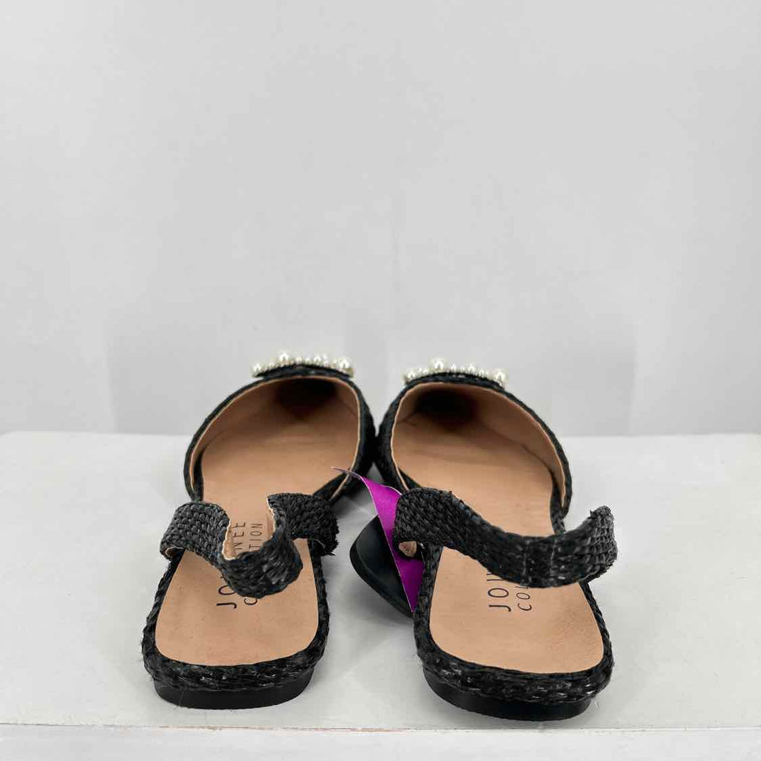 Journee Collection Women Size 8 Black & Beige New Faux Pearl Sling Back