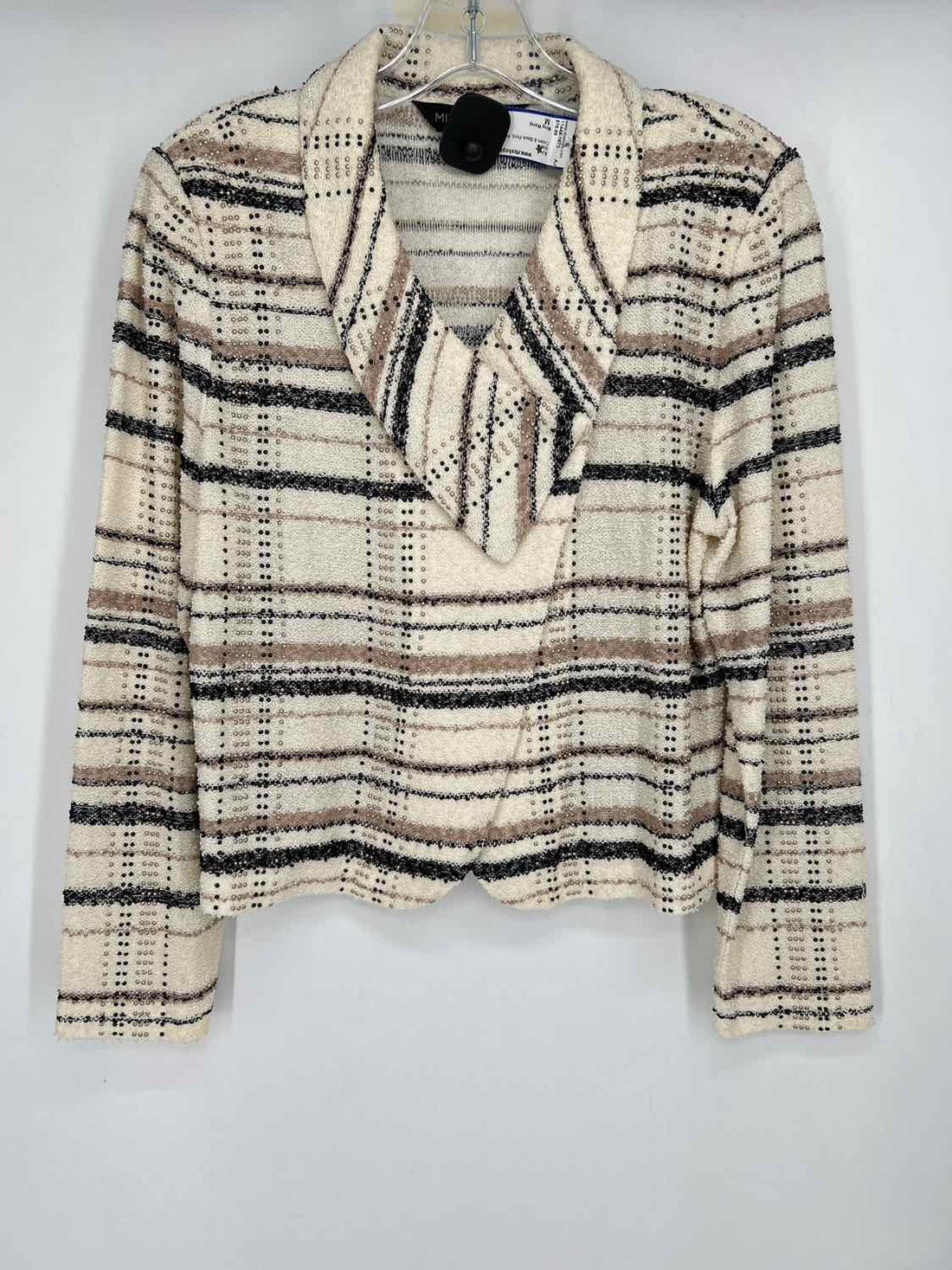 Ming Wang Size M Cream & Black Print Blazer