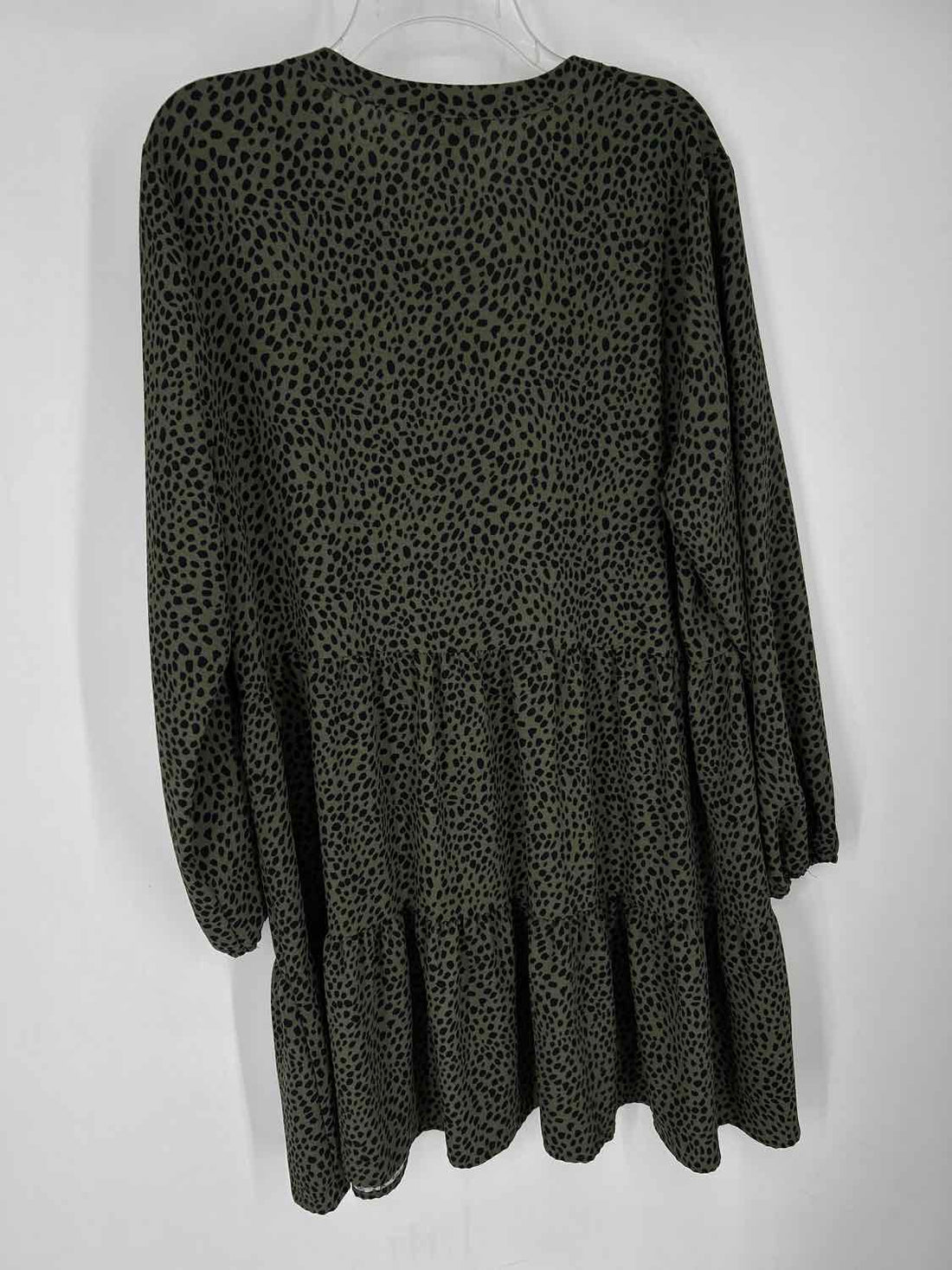 Nine West Size XL Green Print LS Dress