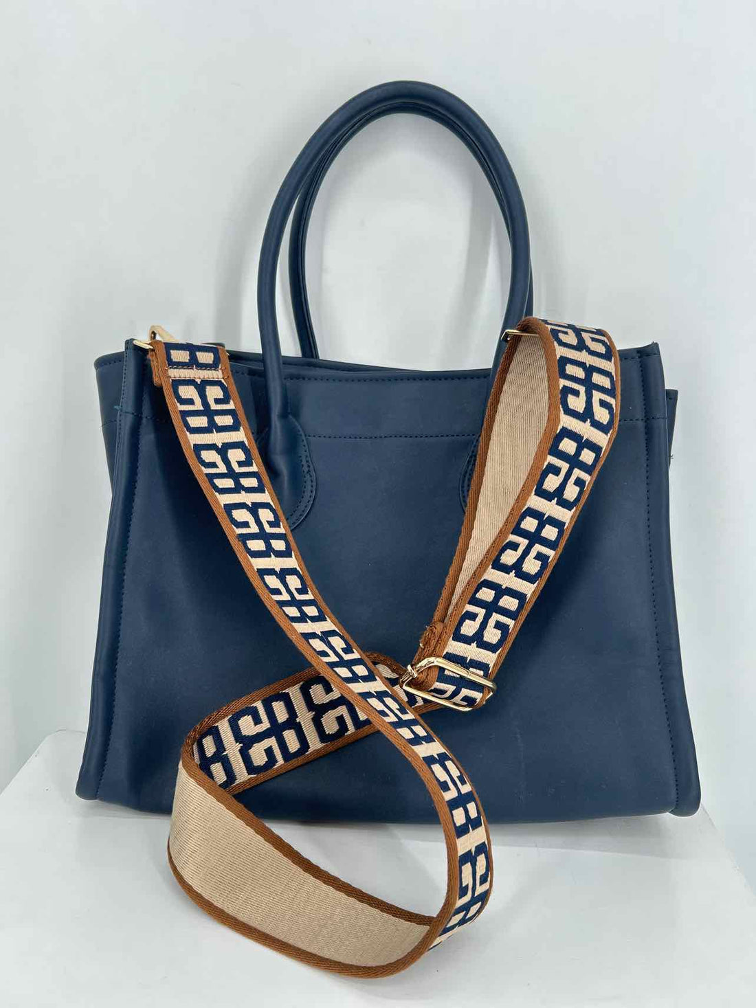 Milly Kate Navy Vegan Leather Pre Owned Satchel