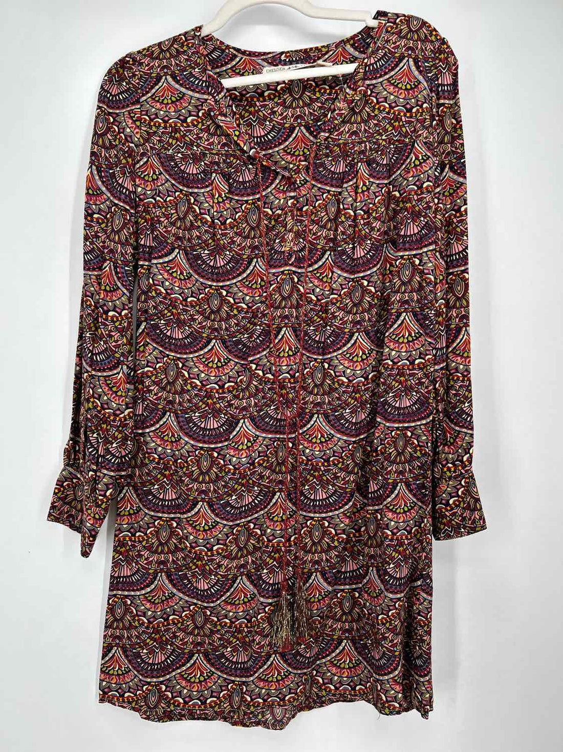 Chelsea & Violet Size S Purple Print Long Sleeve Dress