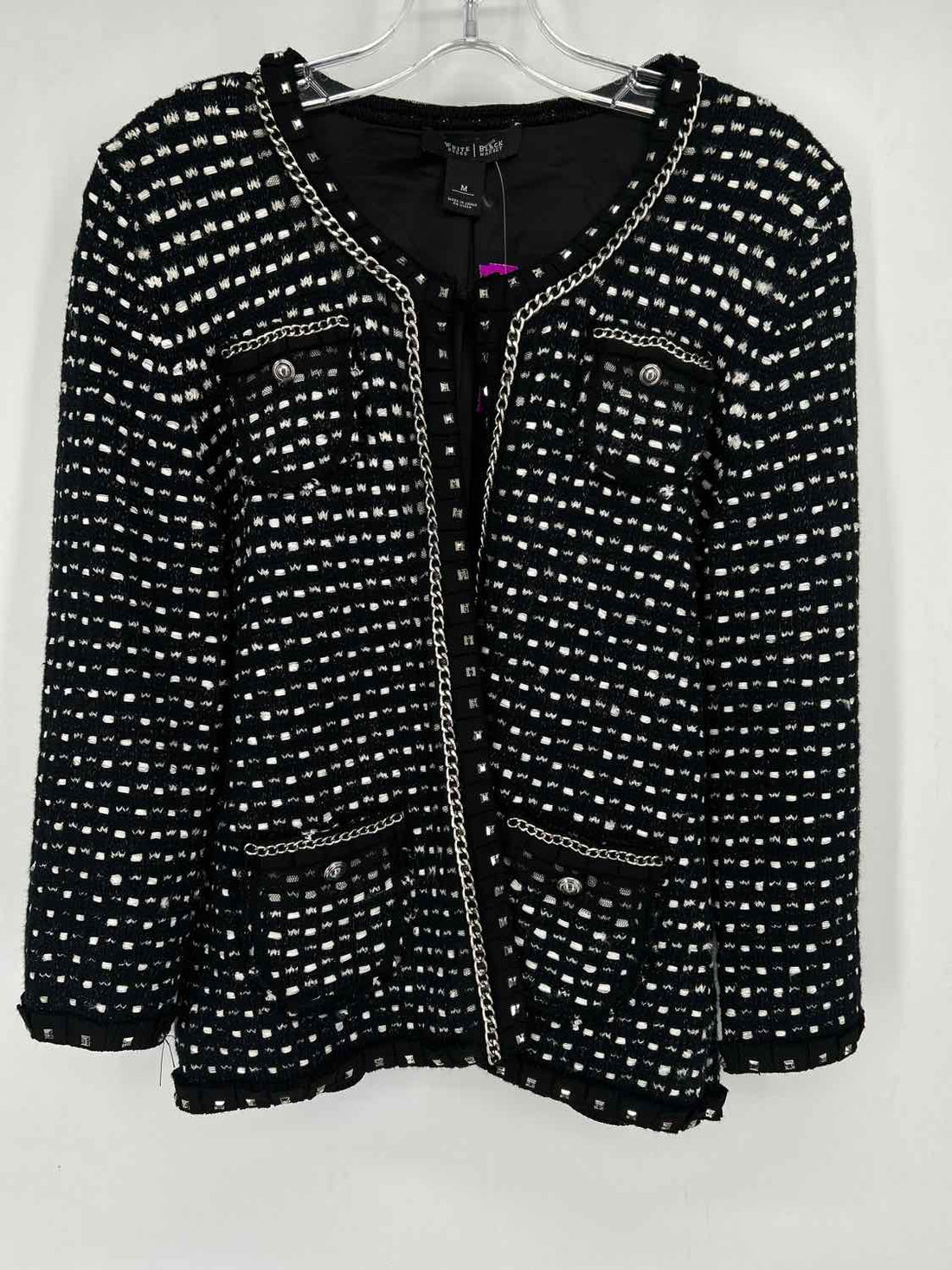 White & Clear Circle Size M Black & White Cardigan