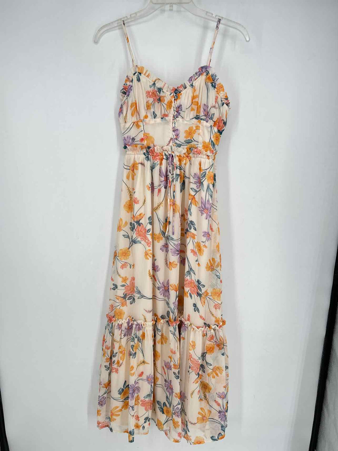 Patrons of Peace Size XS Cream Floral Sleeveless Maxi