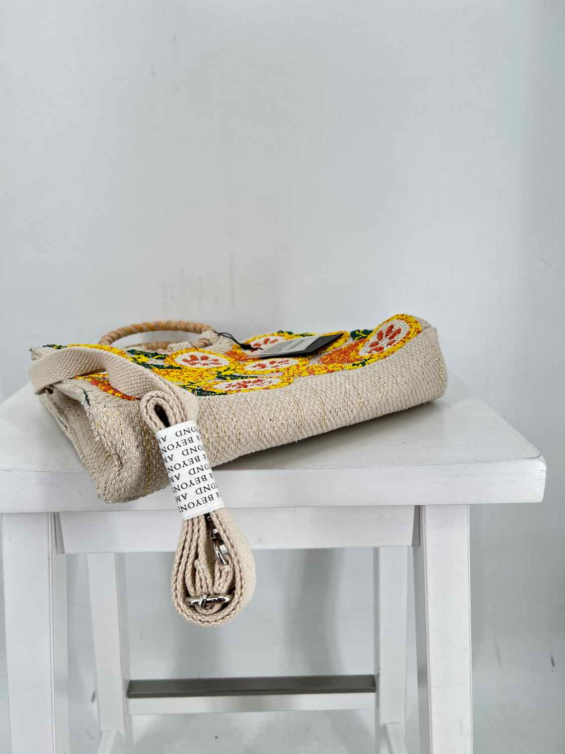 America & Beyond Beaded Citrus Tan NWT Satchel