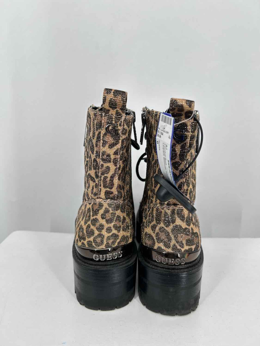 Guess Women Size 6 Leopard Shimmer Combat Boot