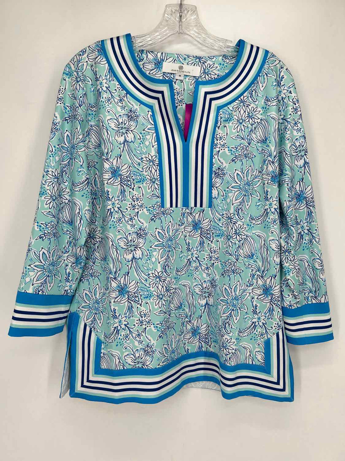 Jean-Pierre Klifa Size M Aqua & Blue Print Long Sleeve