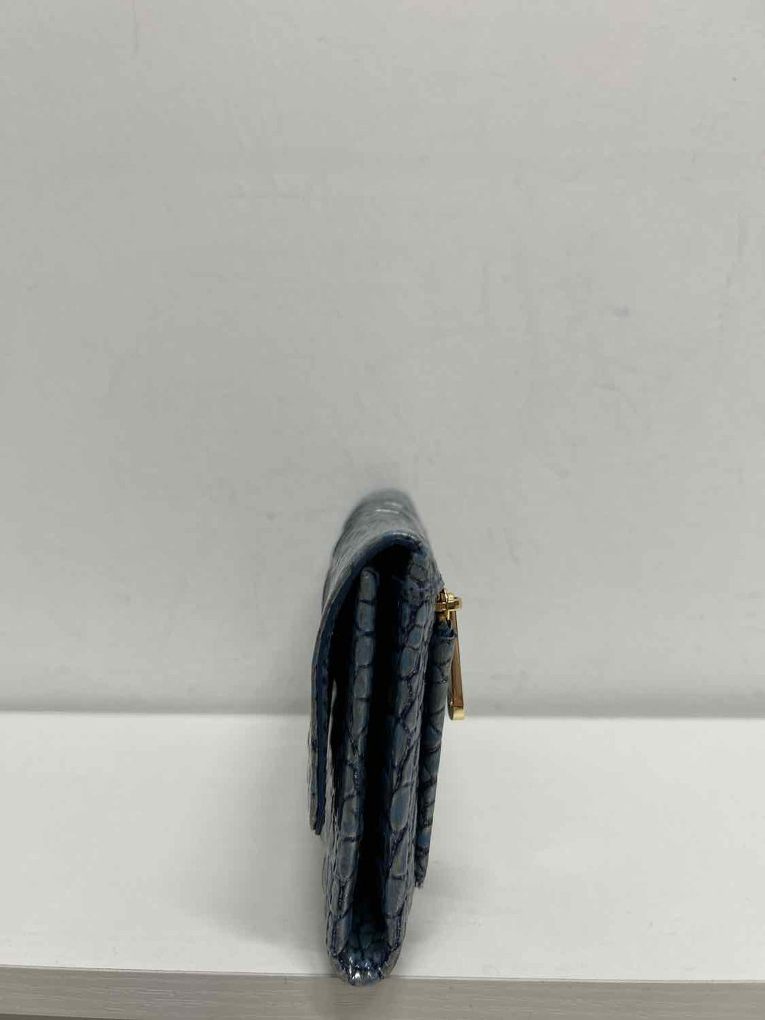 Brahmin Blue Shimmer Croc Embossed Leather Pre Owned Wallet