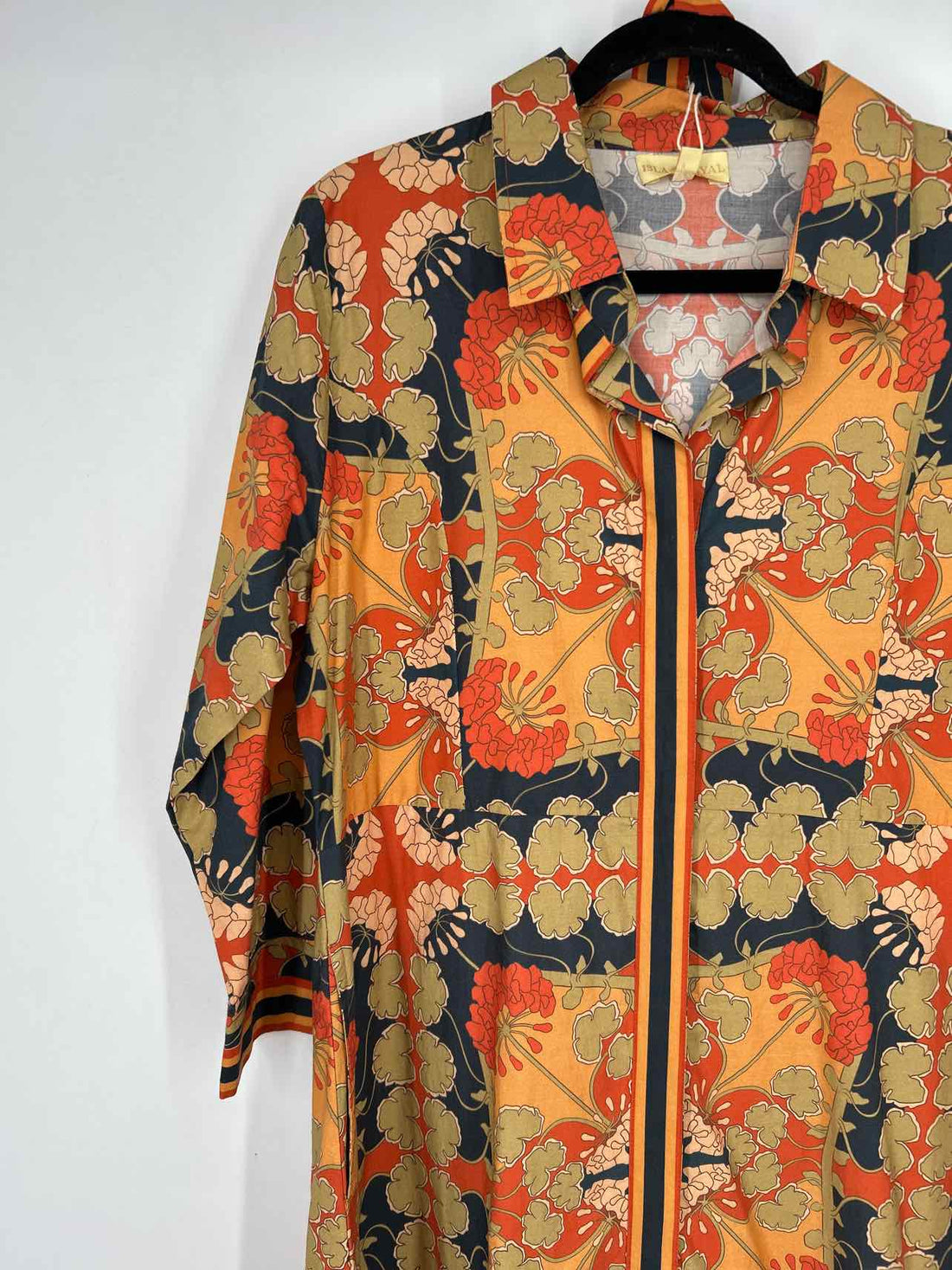Isla Payal L Orange Green & Navy Print New Boutique Dress