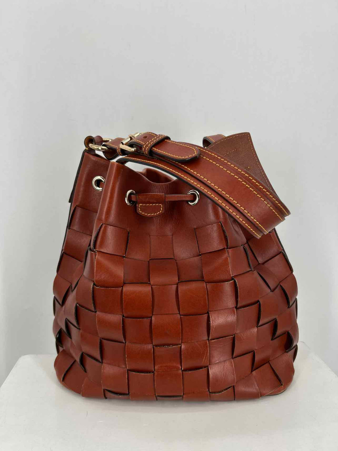Dooney & Bourke Cognac Belmar Woven Drawstring 30