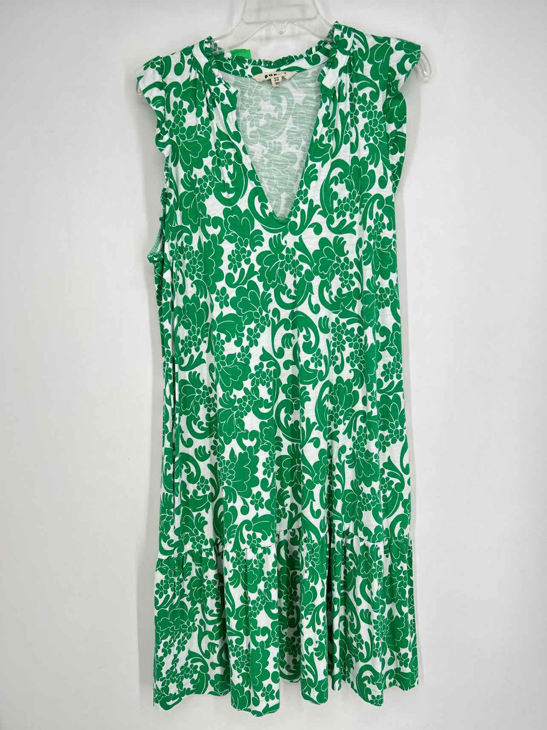 Boden Size 12 White & Green Print Dress