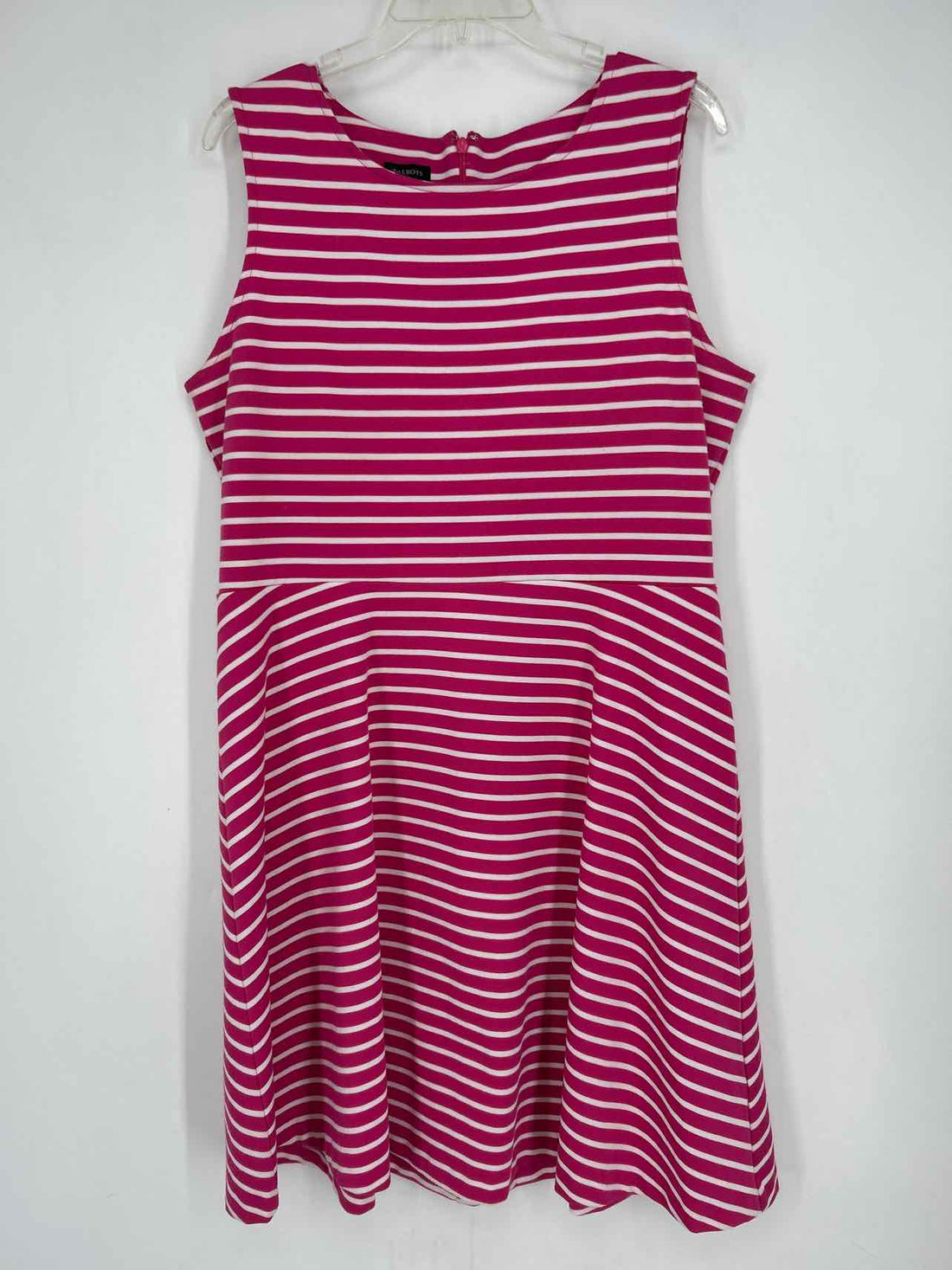 Talbots Size XL Magenta & White Striped Sleeveless Dress