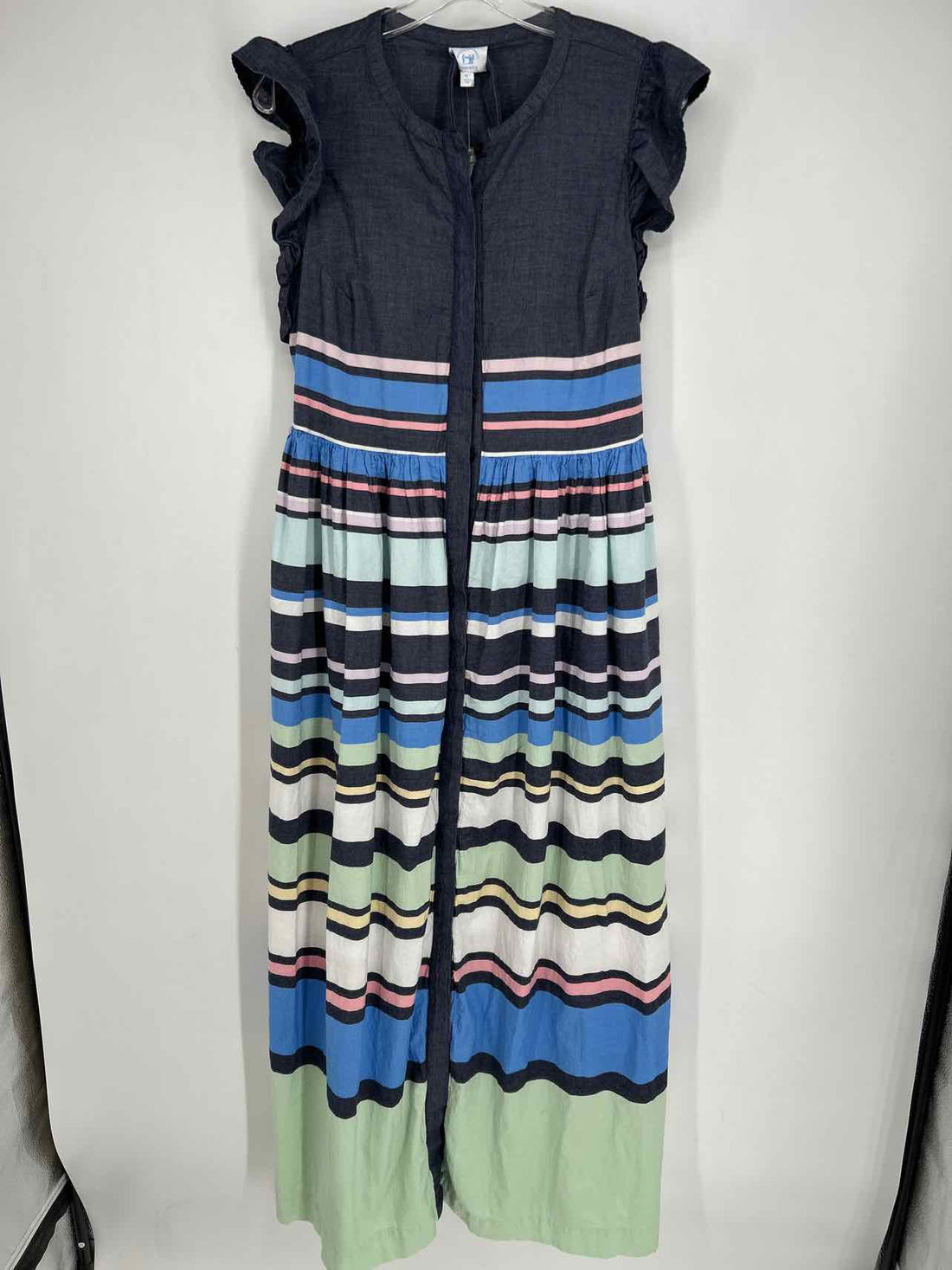 Crown & Ivy Size L Chambray Stripe Maxi