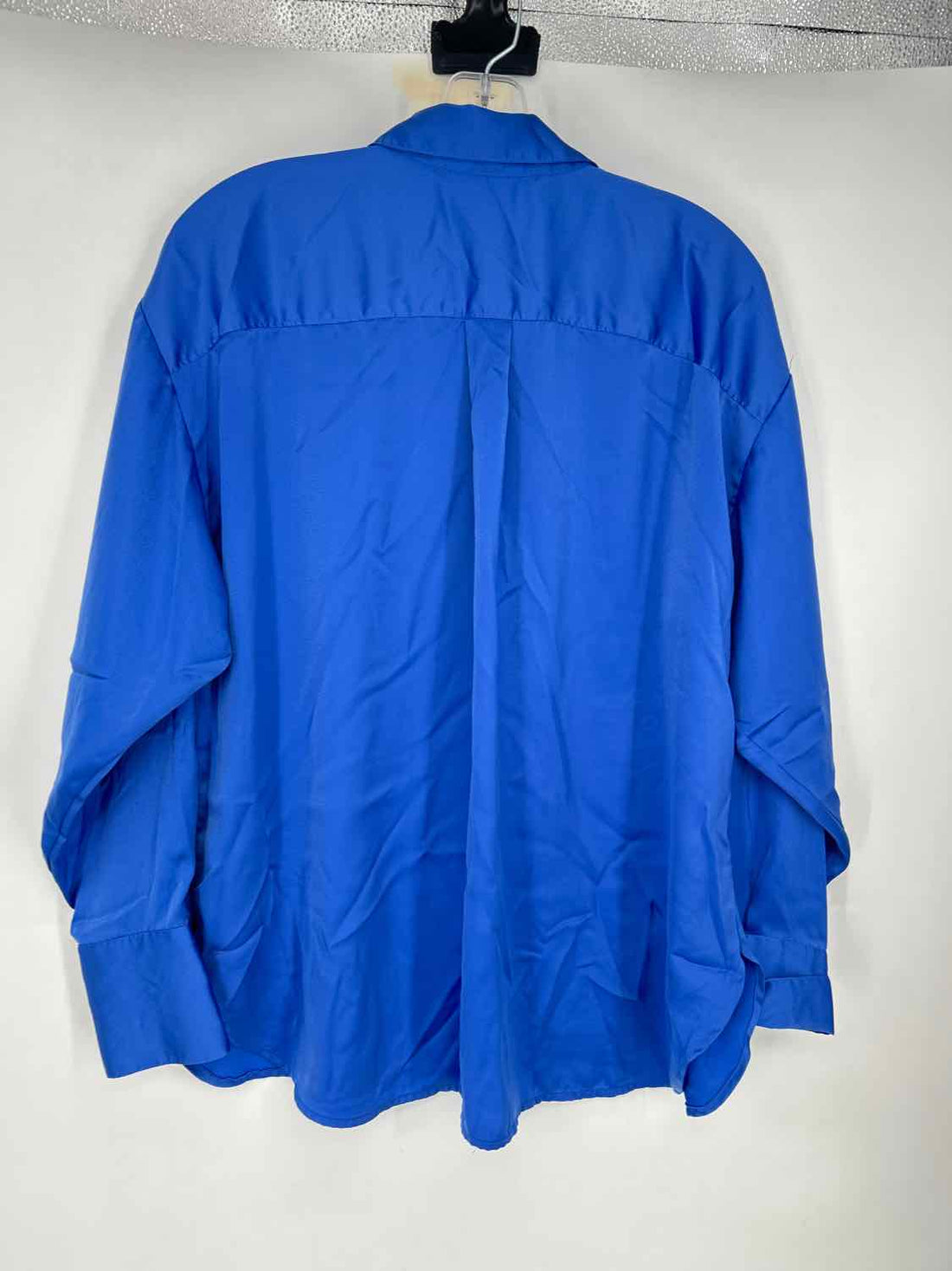 Loft Size L Blue Satin Like Long Sleeve