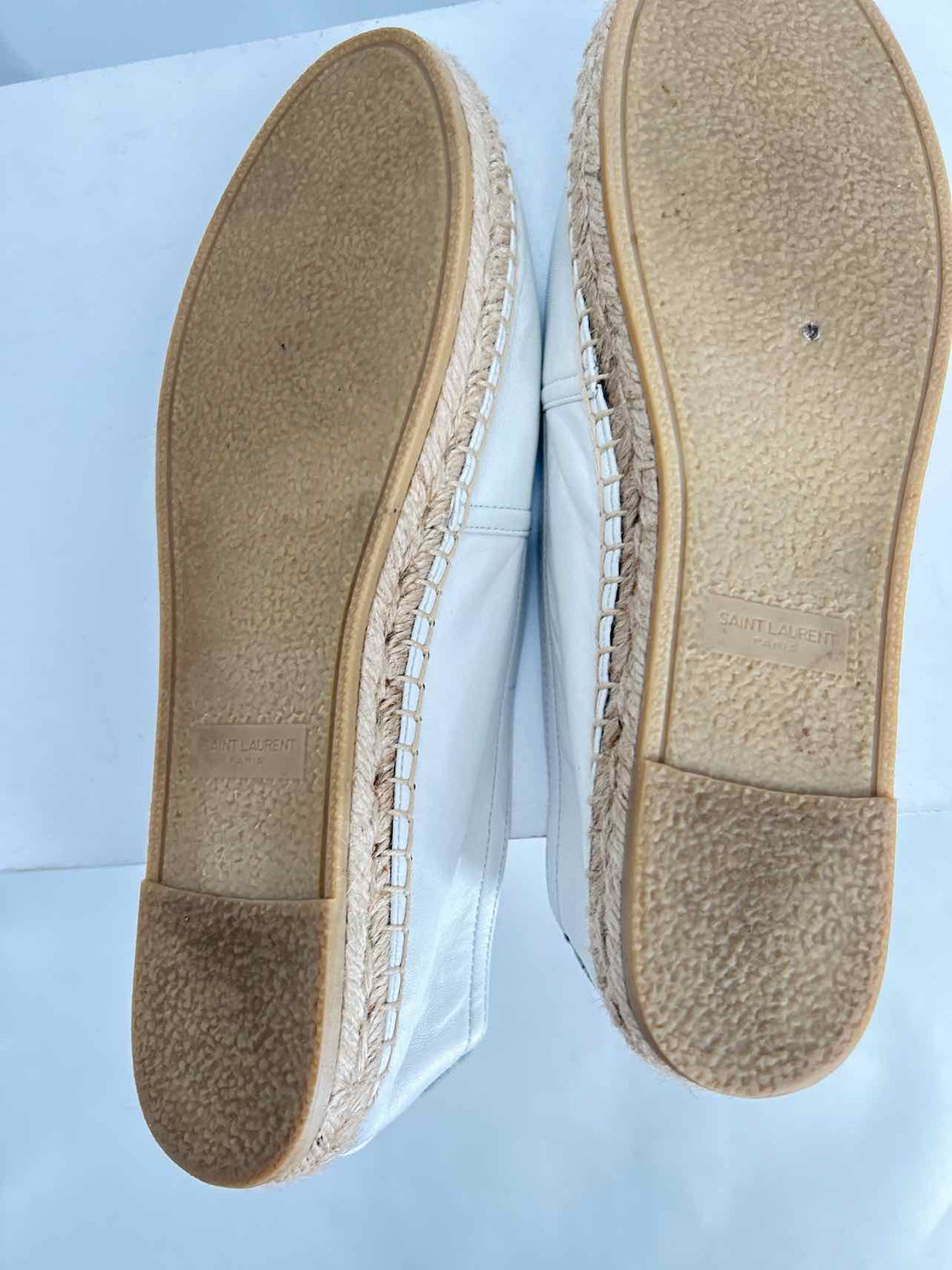 YSL Espadrille Flats Women Size 39 White Like New Leather LUXURY
