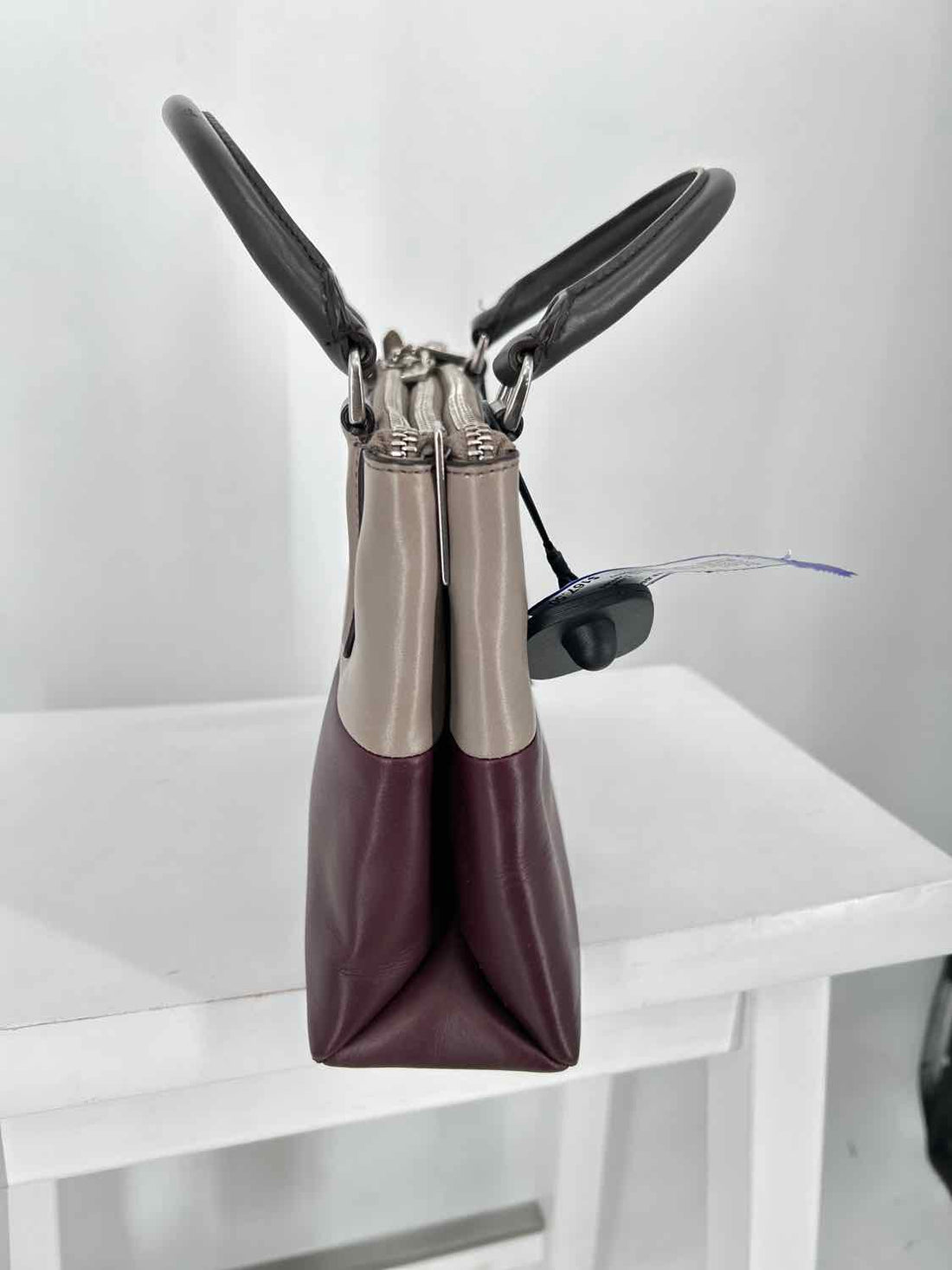 Coach Mini Borough Bag in Oxblood & taupe Leather Clutch