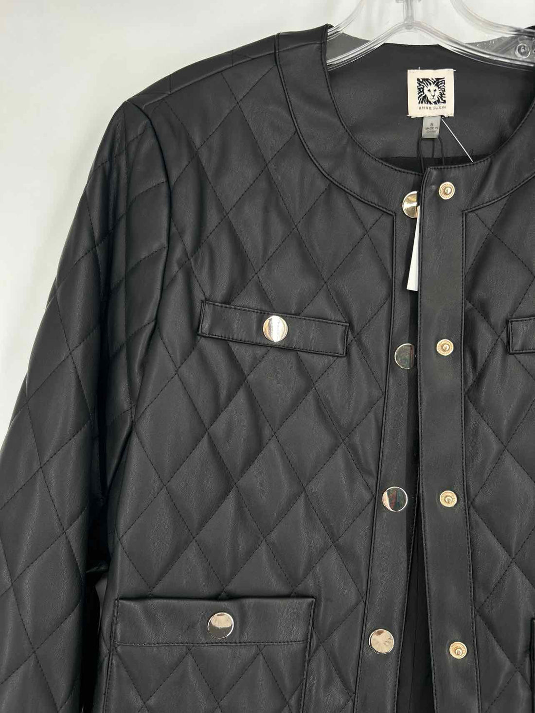 Anne Klein Size S Black Quilted Faux Leather NWT Jacket