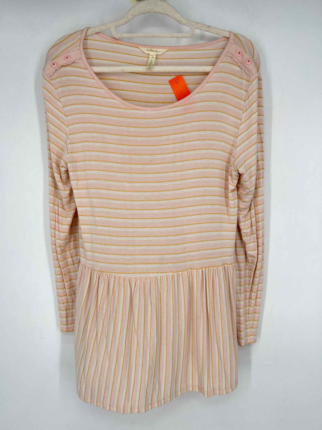 Matilda Jane Size L Light Pink & White Striped Long Sleeve