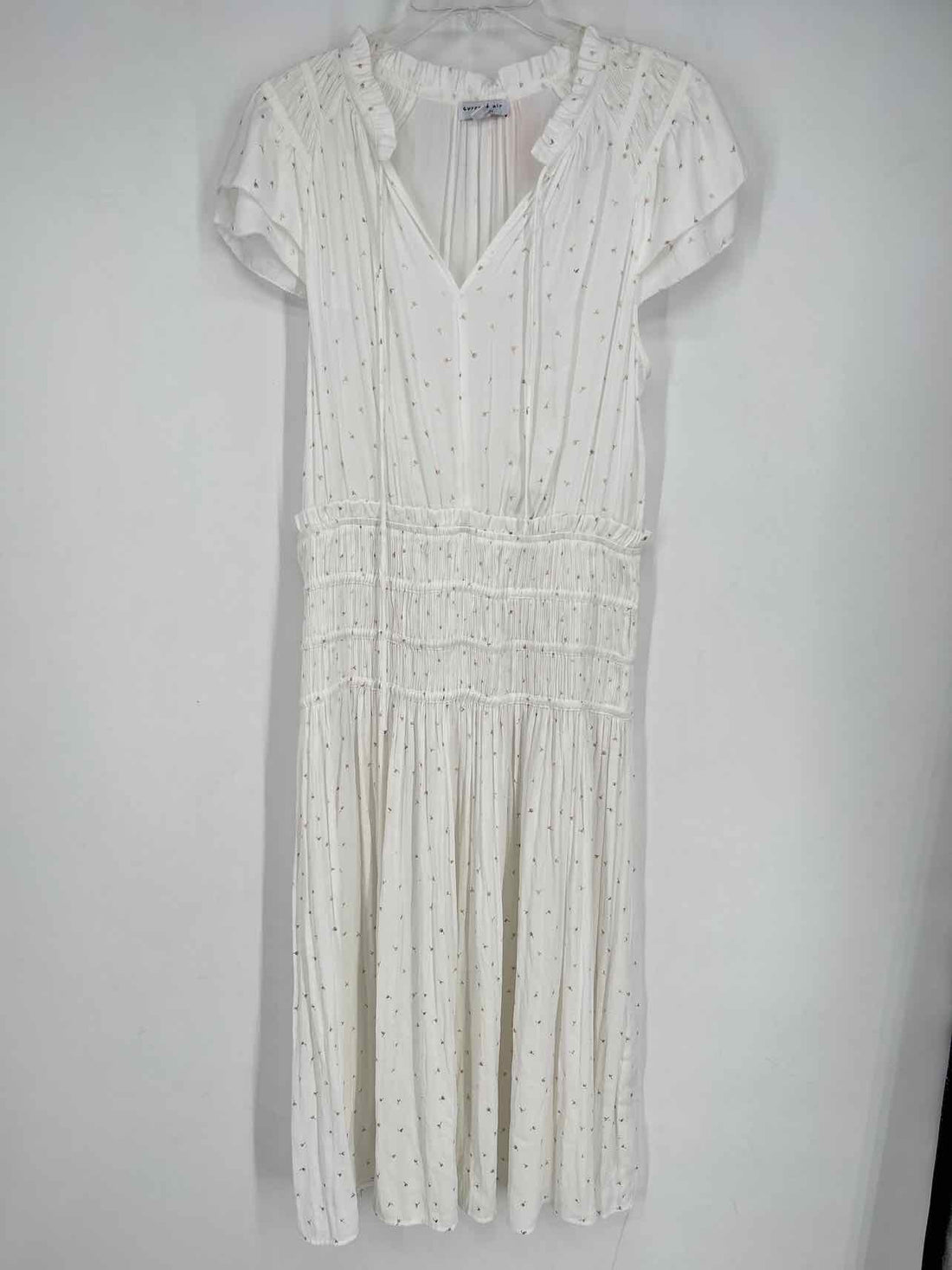 Current Air Size L White Print Short Sleeve Dress