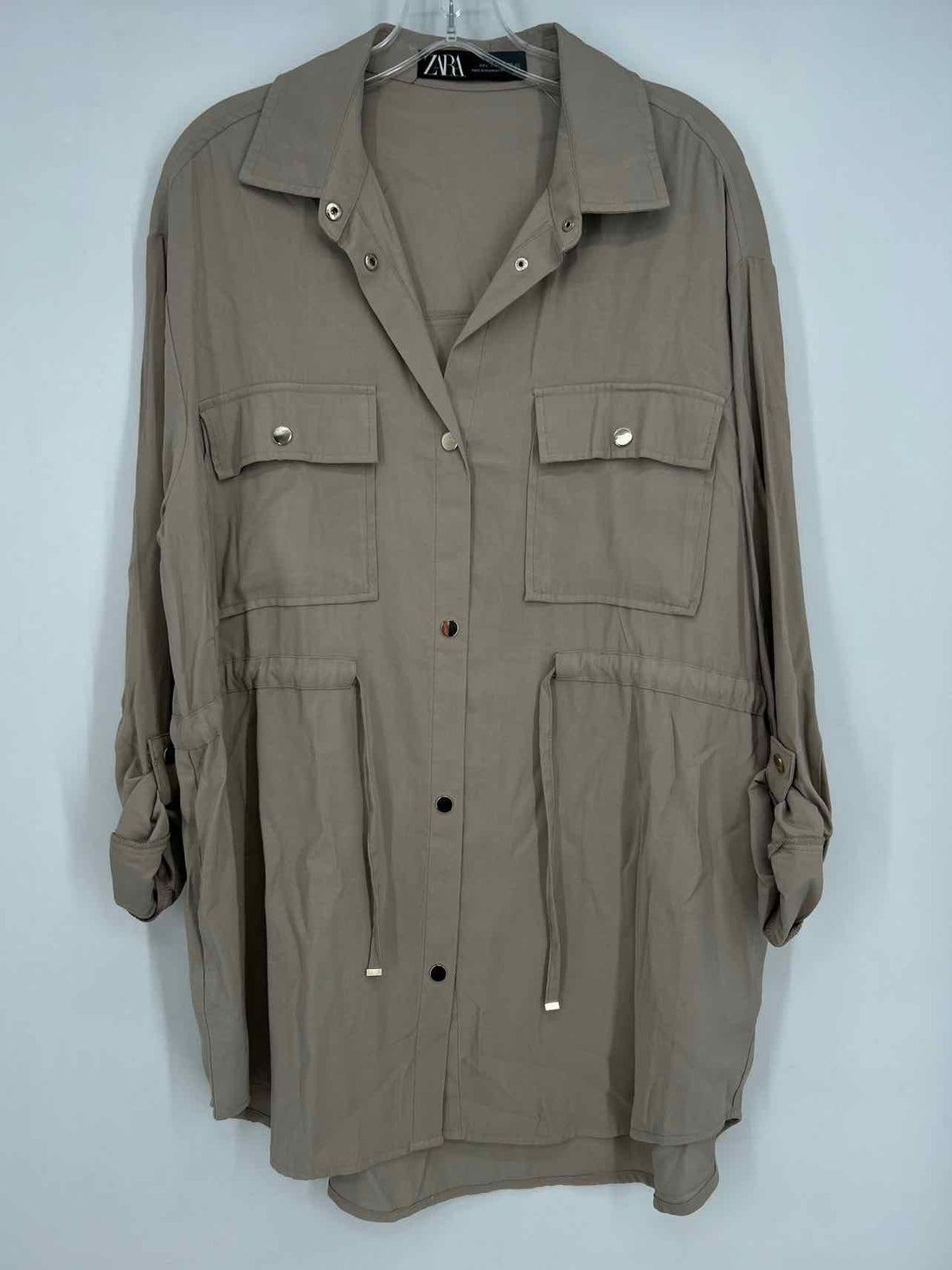 Zara Size L Khaki Long Sleeve Dress