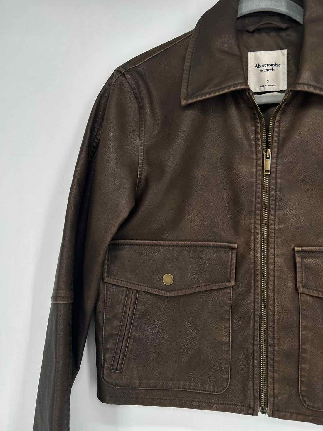 Abercrombie & Fitch Size S Brown Vegan Leather Jacket