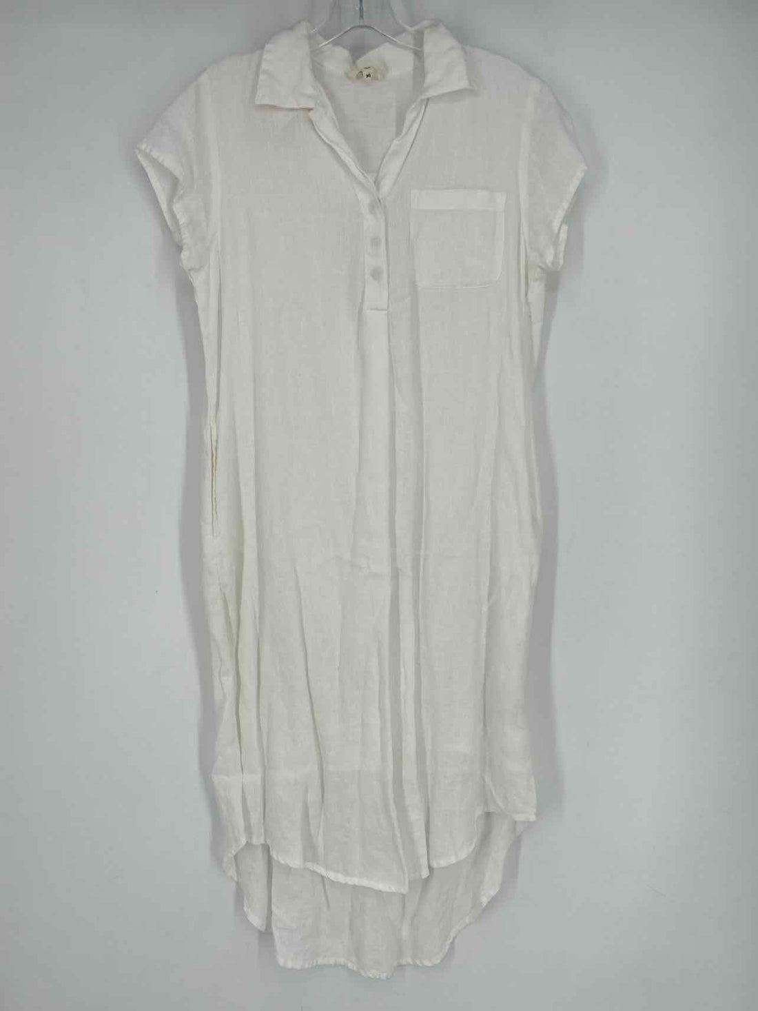 Holiday Size XS White Linen Short Sleeve Dress