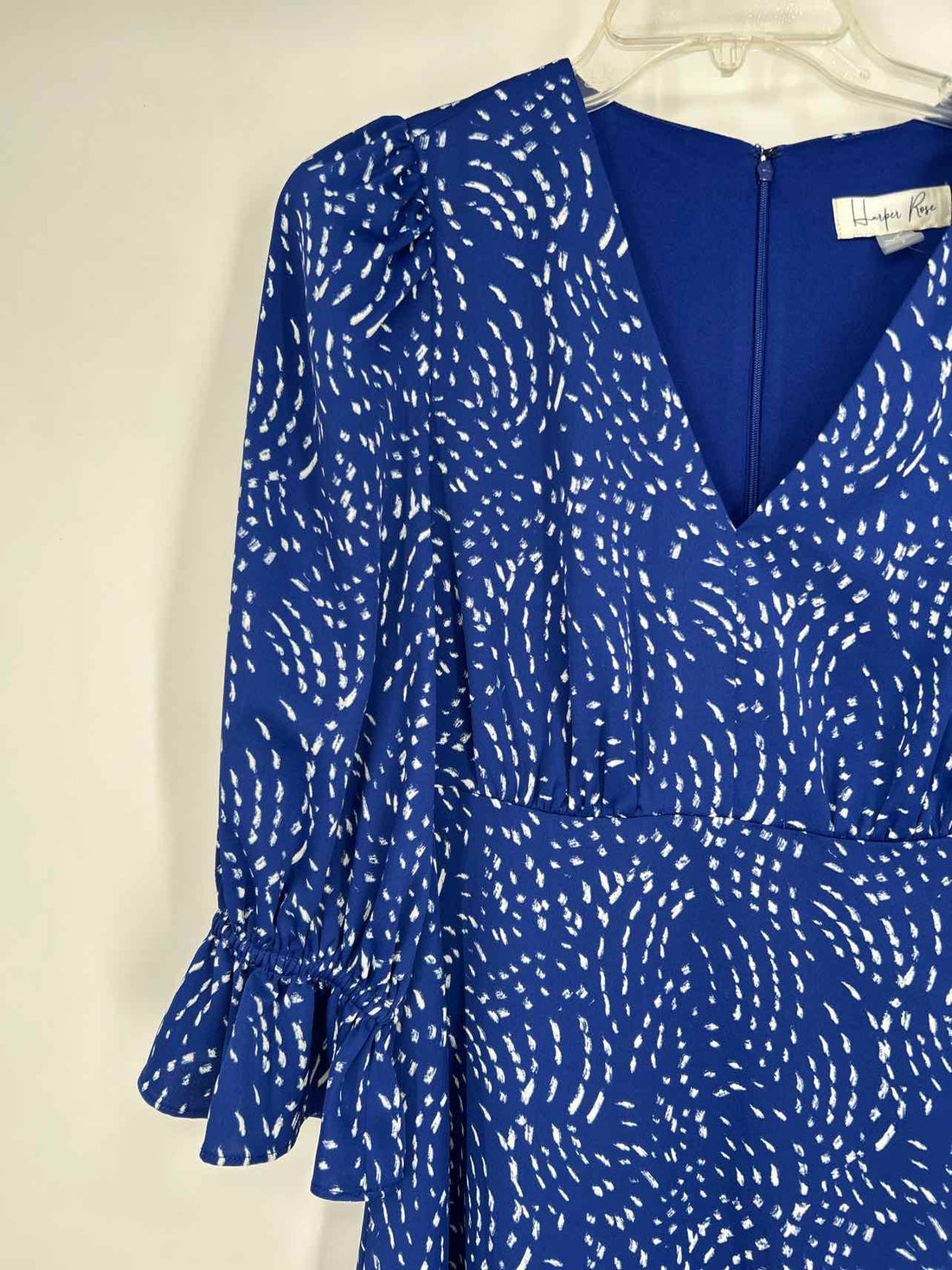 Harper Rose Size 8 Dark Blue & White Long Sleeve Dress