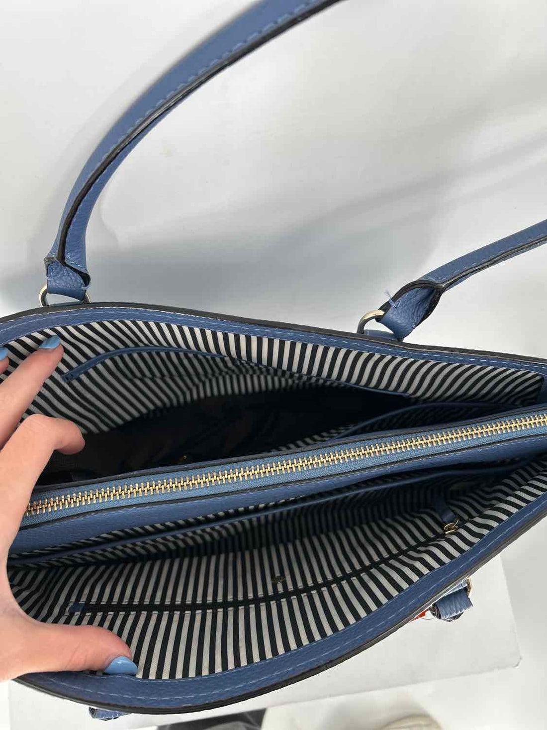 Kate Spade Blue Pebbled Leather Tote