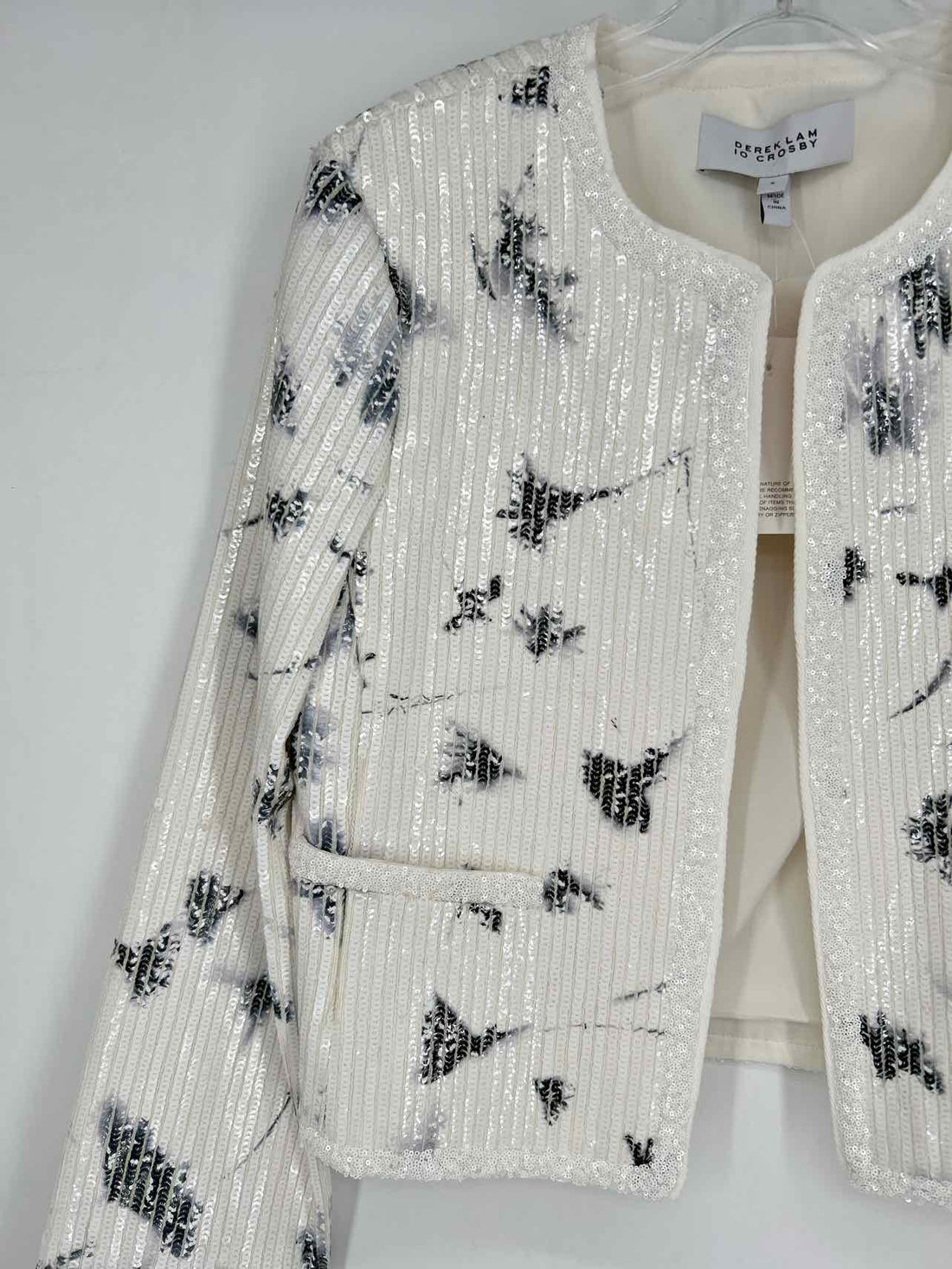 Derek Lam 10 Crosby Size 6 White & Black Sequined NWT Blazer