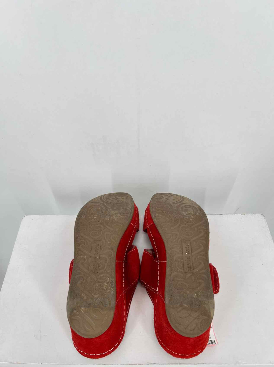 David Tate Women Size 9WW Red Genuine Suede Sandals