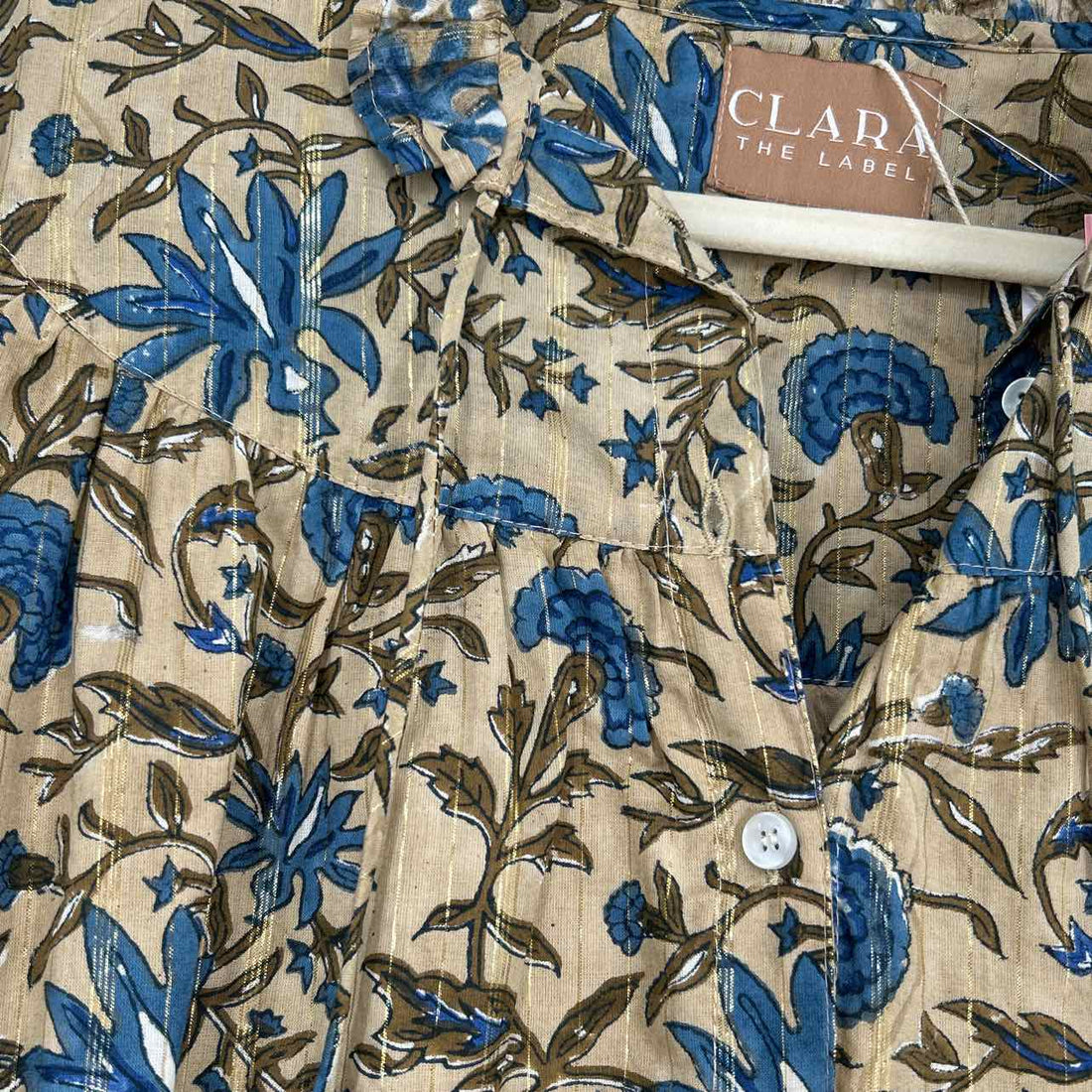 Clara The Label M Tan & Blue Floral New Boutique Top