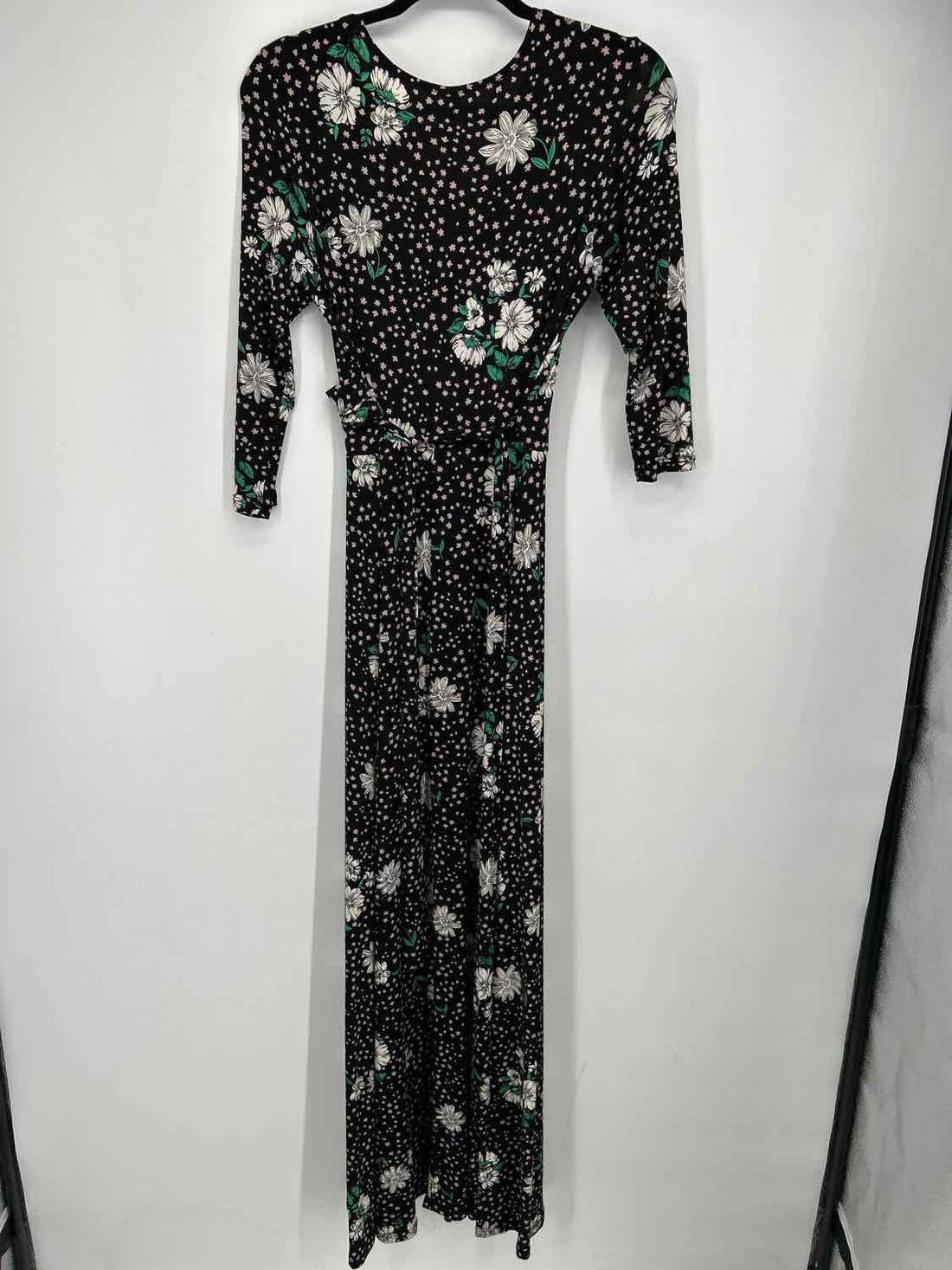 Janette John 3:16 Size M Black Floral Long Sleeve Maxi
